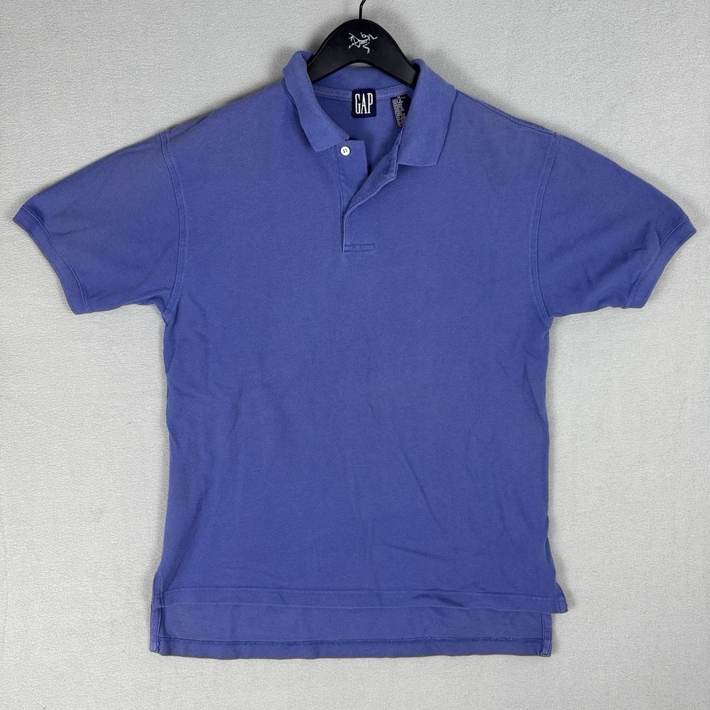 Vintage Gap Polo Shirt Blue Short Sleeve Casual Mens Size Medium 90s Cotton